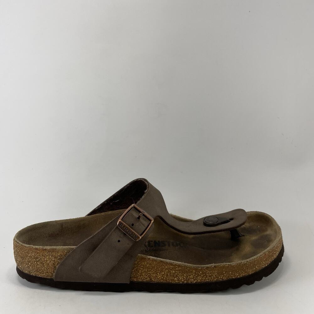 Birkenstock Gizeh Leather Thong Sandals Womens Size 37, 6-6.5 Brown Birkibuc